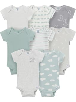 Gerber Baby Neutral Short Sleeve Onesies, 8-Pack, Sizes 0/3 Newborn - 12 Months - Thumbnail 1