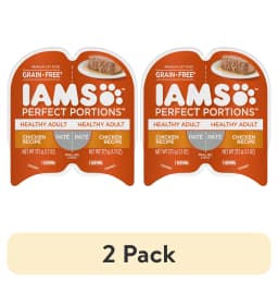 (2 pack) IAMS PERFECT PORTIONS Healthy Adult Grain Free Wet Cat Food Pat©, Chicken Recipe, 2.6 oz. Easy Peel Twin-Pack Tray - Thumbnail 1