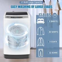 Veeboto Portable Washing Machine,17.8 lbs Full Automatic Washing Machine, 10 Programs & 8 Levels with Drain Pump for Home Apartment, White - Thumbnail 2