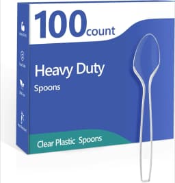 100 Count Plastic Spoons,Heavy Plastic Silverware,Premium Disposable Spoons, BPA-Free, Heat Resistant, Suitable for Parties, Events and Everyday Use - Thumbnail 1