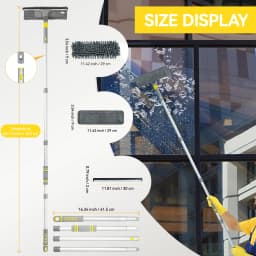 JEHONN Window Cleaning Squeegee Kit with 64 inches Long Handle (Yellow) - Thumbnail 2