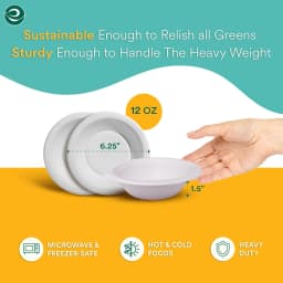 ECO SOUL Disposable Paper Bowls, 12 oz, White, 1000 Count (1 Pack) - Thumbnail 2