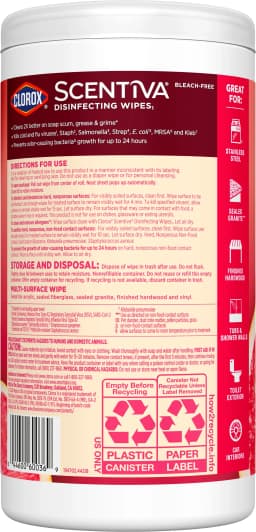 Clorox Scentiva Bleach-Free Cleaning Wipes, Grapefruit & Orange Blossom, 75 Count - Thumbnail 11