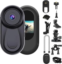 B-Qtech Mini Action Camera 1080P, Wearable Body Cam with 360° Clip, Thumb-Sized Video Recorder, One-Click Recording for Travel & Pets (Black) - Thumbnail 1