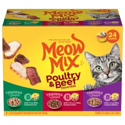 Meow Mix Tenders in Sauce Wet Cat Food Variety Pack With Poultry & Beef Favorites, 24 Cups, 2.75 oz Each - Thumbnail 9