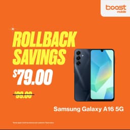 Boost Mobile Samsung A16, 5G, 128GB, Black - Prepaid Smartphone [Locked to Boost Mobile] - Thumbnail 1
