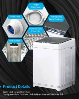 TABU Washer and Dryer Set 17.6lbs High-Efficiency White Standard Washing Machine - Thumbnail 5