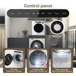Dessiz 1.6cu.ft Compact Laundry Dryer,Electric Portable Clothes Dryer - White - Thumbnail 4