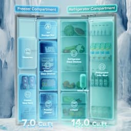 Auseo 21 Cu.ft. 36" Depth French Door Refrigerator with Ice & Water Dispenser, Auto Defrost, Gray Stainless Steel - Thumbnail 3