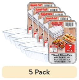 (5 pack) Handi-Foil Aluminum Meal Prep Pan with Folded Lids, 6.6" x 4.6", (7 Pack) - Thumbnail 1