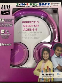 RHEA- New 1 Pk Pink Altec Lkid Safe 2-In-1 Bluetooth Wireless Kids Headphone Fast Ship - Thumbnail 2