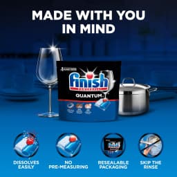 Finish Quantum Dishwasher Pods, No Pre-Rinse Dishwasher Detergent Tabs Soap, Advanced Clean, 27 Count - Thumbnail 5