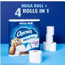 Charmin Ultra-Soft Smooth Tear Toilet Paper Rolls (12 Mega Plus Rolls) - Thumbnail 2