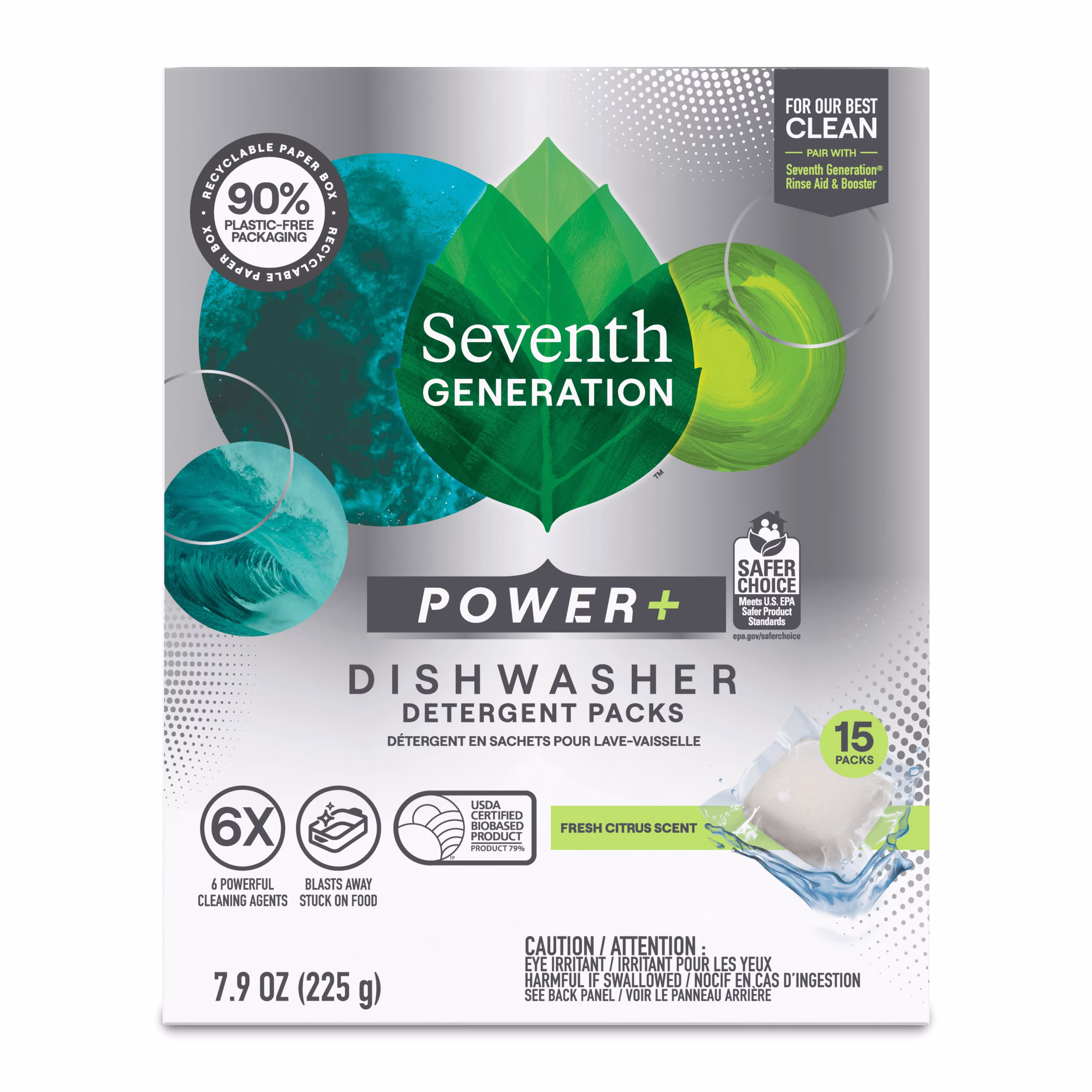 Seventh Generation Powder Dish Soap Dishwasher Detergent, Fresh Citrus, 7.9 oz, 15 Count - Thumbnail 1