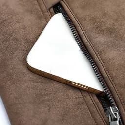 Vintage Moto Jacket for Men Faux Leather Long Sleeve Biker Coat with Epaulet Shoulder Trendy Fall Winter Outwear Coffee L - Thumbnail 6