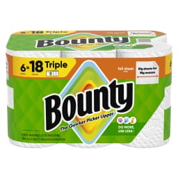 Bounty Paper Towels Full Sheet White, 6 Triple Rolls, 75 Sheets per Roll - Thumbnail 13