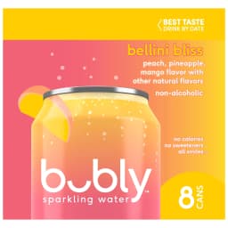 bubly Bellini Bliss Sparkling Water, 12 fl oz, 8 Pack Cans - Thumbnail 2