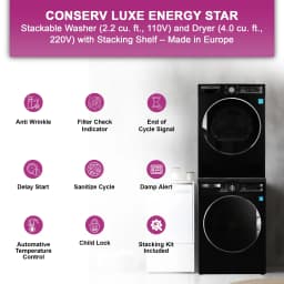 Conserv LUXE E-STAR STACKABLE Washer2.2cf 110 V+ Condensing Dryer4Cf 220V - Thumbnail 4
