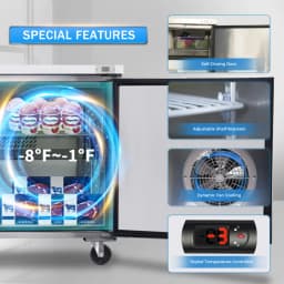 ORIKOOL 60" Commercial Under Counter Freezer 2 Door 18.5 Cu.ft Undercounter Work Top Freezers ETL Approved(LTL carry) - Thumbnail 4