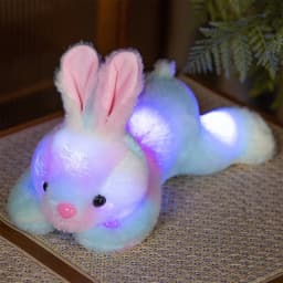 Colorful Illuminated Bunny Plush For Kids Night Light Sleep Aid Soft Fabric Size 13.78X3.15X1.57 Inches Comfort Toy 0.55 Lb Battery Operated - Thumbnail 5