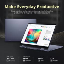 Dell 14" 2K 2-in-1 Touchscreen Laptop, AMD Ryzen AI 7 350, 16GB RAM, 2TB Storage (1TB SSD+1TB Dock Station Set) - Thumbnail 3