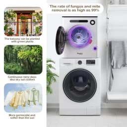 Dessiz 1.6cu.ft Compact Laundry Dryer,Electric Portable Clothes Dryer - White - Thumbnail 3