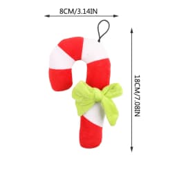 Teissuly Plush Pet Christmas Toys Dogs Bites Noise Making Toys Crutch Shaped Holiday Supplies - Thumbnail 3