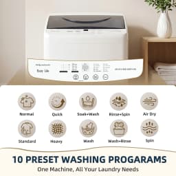 SHOUFTW Washing Machine, 10 Cycle Program with Air Dry, 1.06 cu.ft Compact Washer, Stainless Steel Tub, 16.93 x 17.05 x 29.13 in for Apartments Dorms - Thumbnail 5