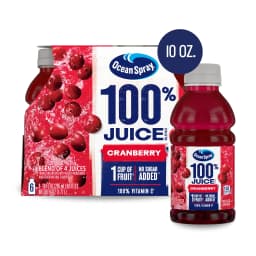 Ocean Spray® 100% Juice Cranberry Juice Blend, 10 fl oz Bottles, 6 Count - Thumbnail 1