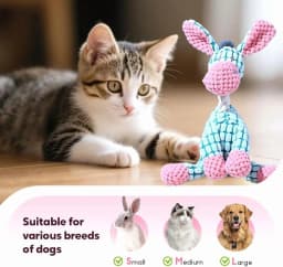 2026 New Dog Toys, Indestructible Plush Dog Toy for Aggressive Chewers, Interactive Squeaky Soft Puppy Chew Toy, Durable Teething Toys for Small - Thumbnail 7