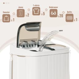 SOLAURA 16 LBS Portable Washing Machine, Mini Washer and Dryer Combo, Semi-Automatic Twin Tub Washer with Drain Pump for Dorms, Apartments, RVs (Grey) - Thumbnail 6
