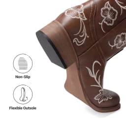 DREAM PAIRS Women's Mid-Calf Cowboy Boots Classic Embroidered Western Boots with Square Toe Comfortable Chunky Heel Vegan Leather Boots - Thumbnail 8