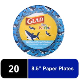 Glad Kids Sharks Disposable Plates Bundle (20 plates, 20 cups, 20 bowls) - Thumbnail 2