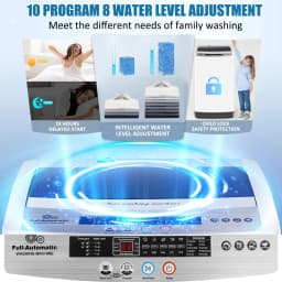 Veeboto Portable Washing Machine,17.8 lbs Full Automatic Washing Machine, 10 Programs & 8 Levels with Drain Pump for Home Apartment, White - Thumbnail 3