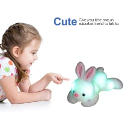 White Soft Glow Bunny Plush For Kids Sleep Aid With Led Light Comfort Size 13.78X3.15X1.57 Inches Portable 0.55 Lb Night Time Friend - Thumbnail 5
