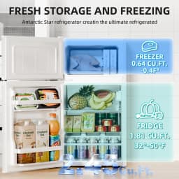FREE VILLAGE 2.45 Cu.Ft Mini Fridge with Freezer,Compact Mini Refrigerator with Double 2 Door,Adjustable Temperature,Full Size - Thumbnail 3