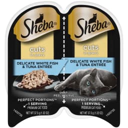 Sheba Wet Cat Food Cuts in Gravy Delicate White Fish & Tuna Entree, 2.6 oz Perfect Portions Twin-Pack Tray - Thumbnail 1