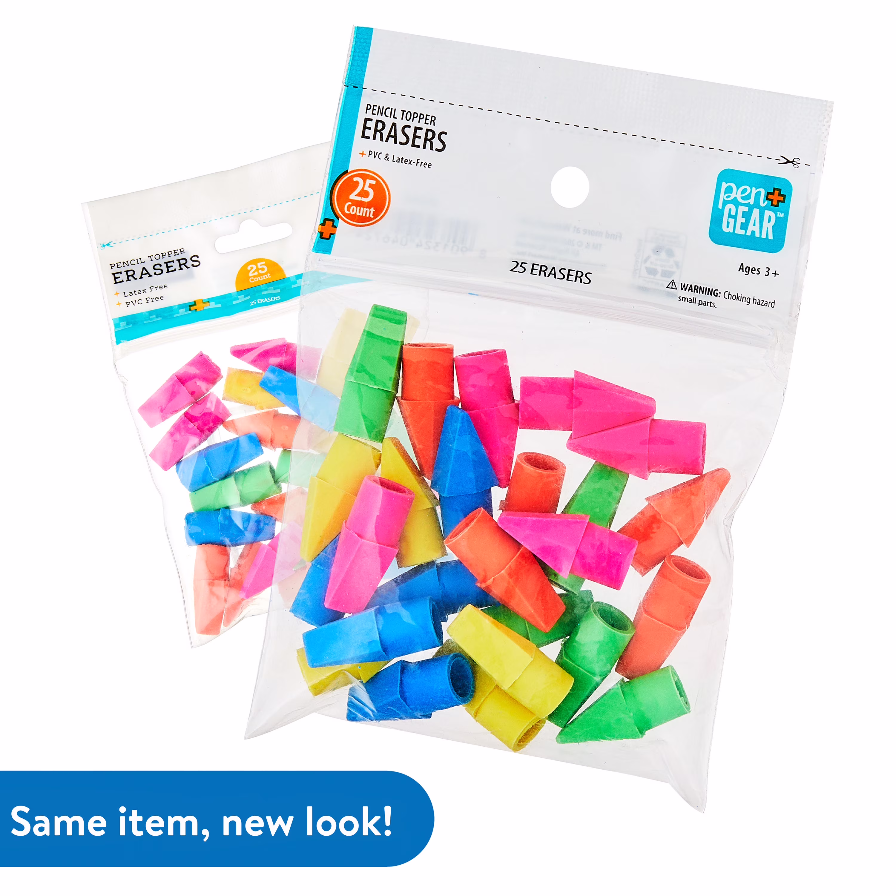 Pen+Gear Pencil Cap Erasers, 25 Count – Assorted Colors, Smudge-Free, Fits #2 Pencils - Thumbnail 6