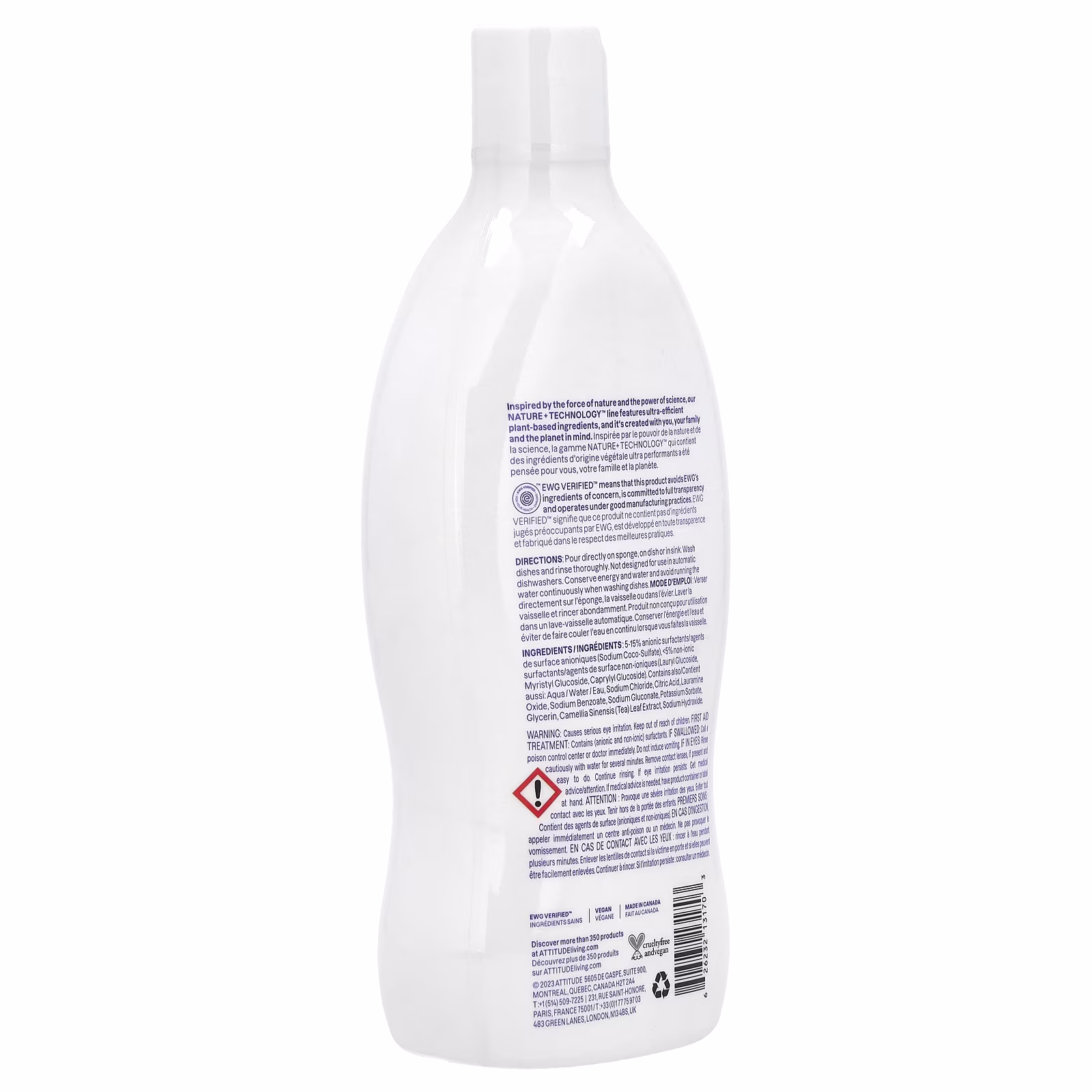 ATTITUDE Dishwashing Liquid, Unscented, 23.7 fl oz (700 ml) - Thumbnail 2