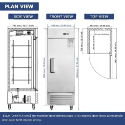 27" Commercial Refrigerator, 18.68 Cu.ft Single Solid Door Reach-in Refrigerator, Stainless Steel Interior & Exterior, Fan Cooling Upright Fridge - Thumbnail 5
