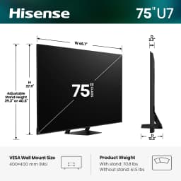 Hisense 75" U7 Mini-LED ULED 4K UHD Smart Google TV (75U7SG, 2026 Model) - Hi - QLED MiniLED , Native 165Hz, VRR 330 - Thumbnail 2