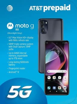 AT&T Motorola Moto G 5G, 64GB, Moonlight Gray - Prepaid Smartphone - Thumbnail 3