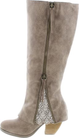 Not Rated Womens Sassy Classy Lace Detail Stacked Heel Knee-High Boots - Thumbnail 2