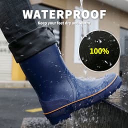 Lcamaw Rain Boots for Men, Waterproof PVC Rubber Boots, Non-Slip Mid-Calf Garden Mud Boots, Comfortable Lightweight Fishing Boots for Yard Farm Hiking Outdoor Work, Size 9 - Thumbnail 3