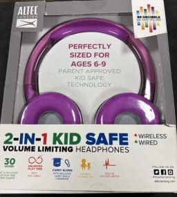 RHEA- New 1 Pk Pink Altec Lkid Safe 2-In-1 Bluetooth Wireless Kids Headphone Fast Ship - Thumbnail 1