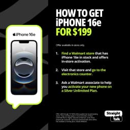 Straight Talk Apple iPhone 16e, 5G, 128GB, Black - Prepaid Smartphone [Locked to Straight Talk] - Thumbnail 3