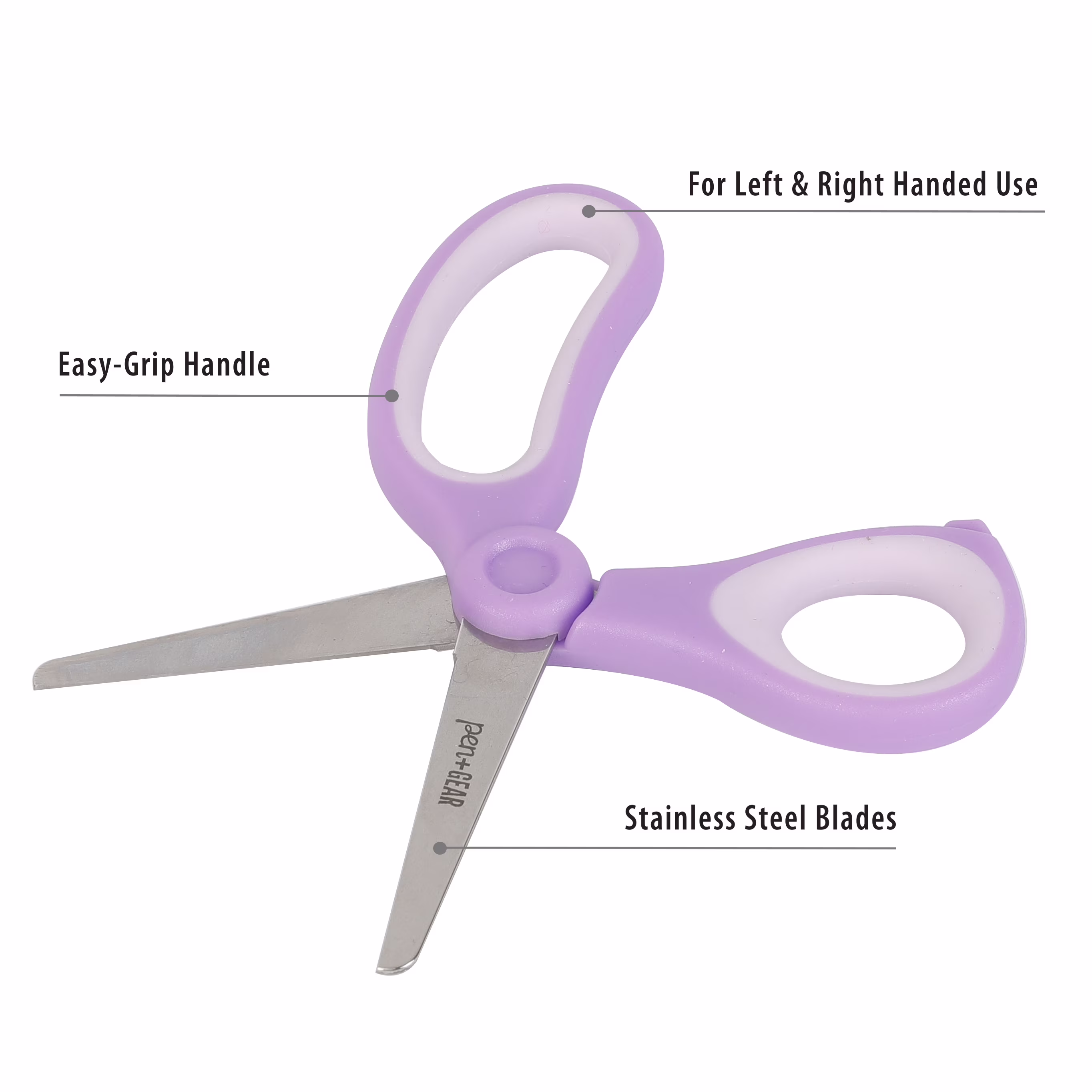 Pen+Gear 5-inch Blunt-Tip Kids Scissors, Ages 4-7, School Supplies, 2-Pack, Purple and Pink - Thumbnail 2