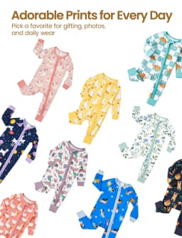 PatPat Baby Clothes Bamboo Viscose Zip Pajamas Snug Fit Newborn Infant Girls Boys Baby Gifts,0-3 Months - Thumbnail 7
