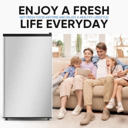 edx 3.2 cu. ft. Single Door Mini Refrigerator, 17.7" Width, with Separate Freezer, Silver - Thumbnail 6
