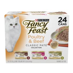 Purina Fancy Feast Poultry & Beef Classic Pate Collection Wet Cat Food Variety Pack, 3 oz Cans (24 Pack) - Thumbnail 1